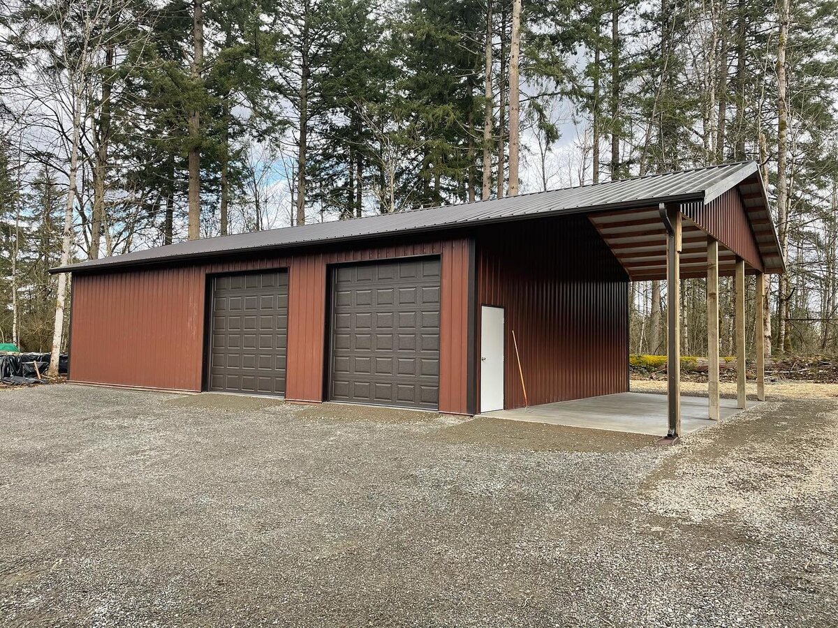 NW Pole Structures Garage Brown