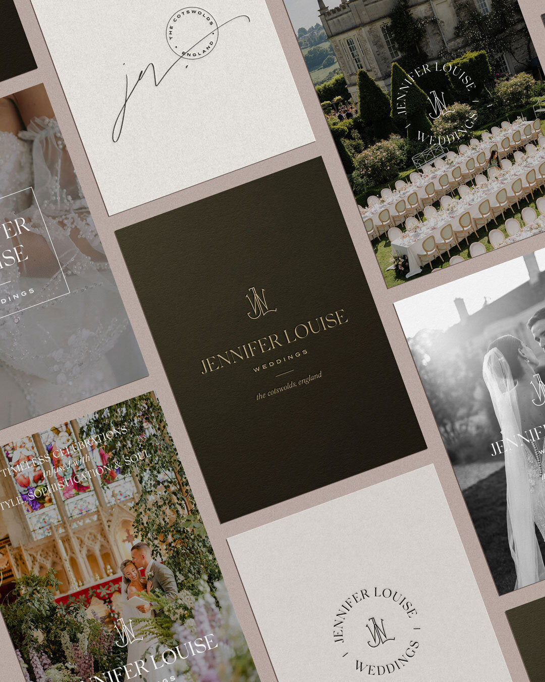 Luxury brand design for Cotswolds, UK event planner brand elements