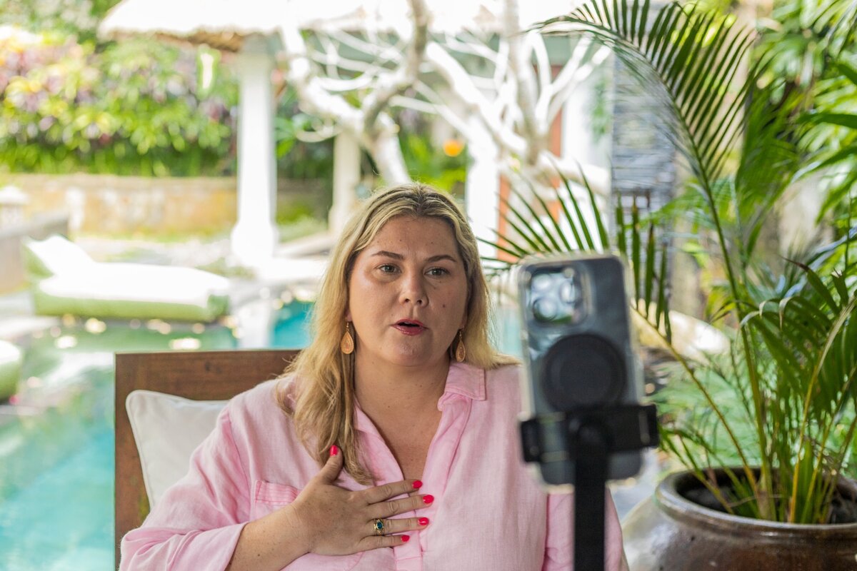 Renee recording a guided rest for ASD Mum Club members