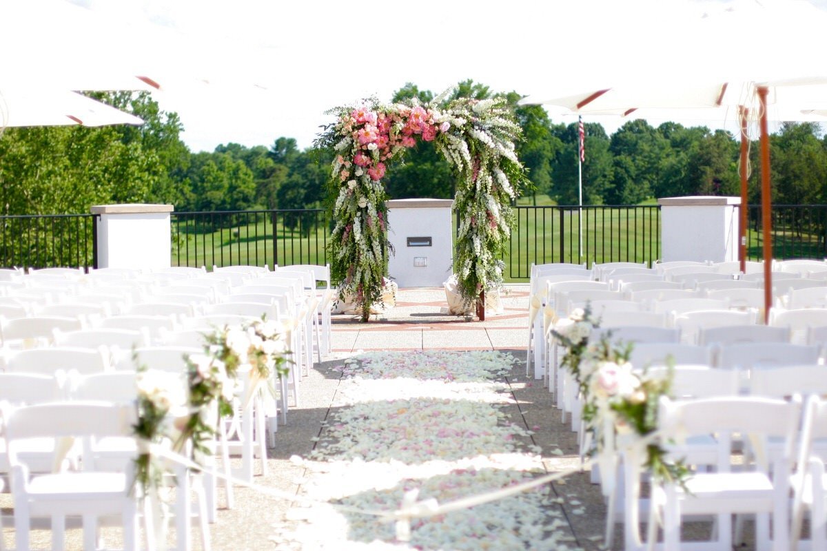 summer wedding lower arch at Congressional Country Club | White Magnolia Designs