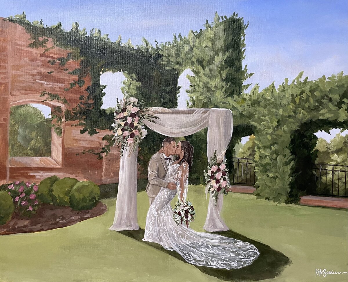 painting of bride and groom