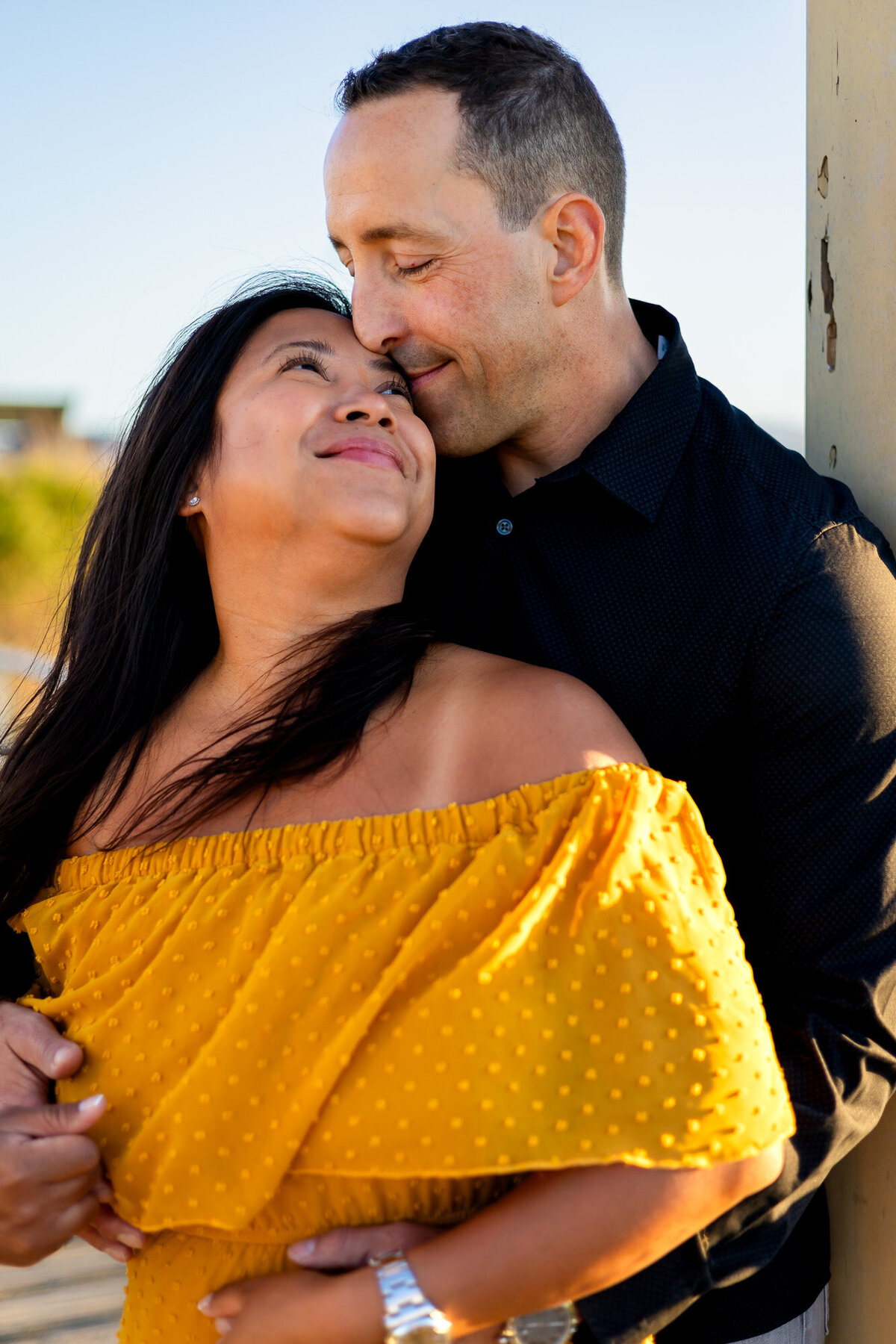 Close-up of couple sharing a quiet moment with their foreheads touching – Bay Area Couples Photography Portfolio - Ellobelle Photography
