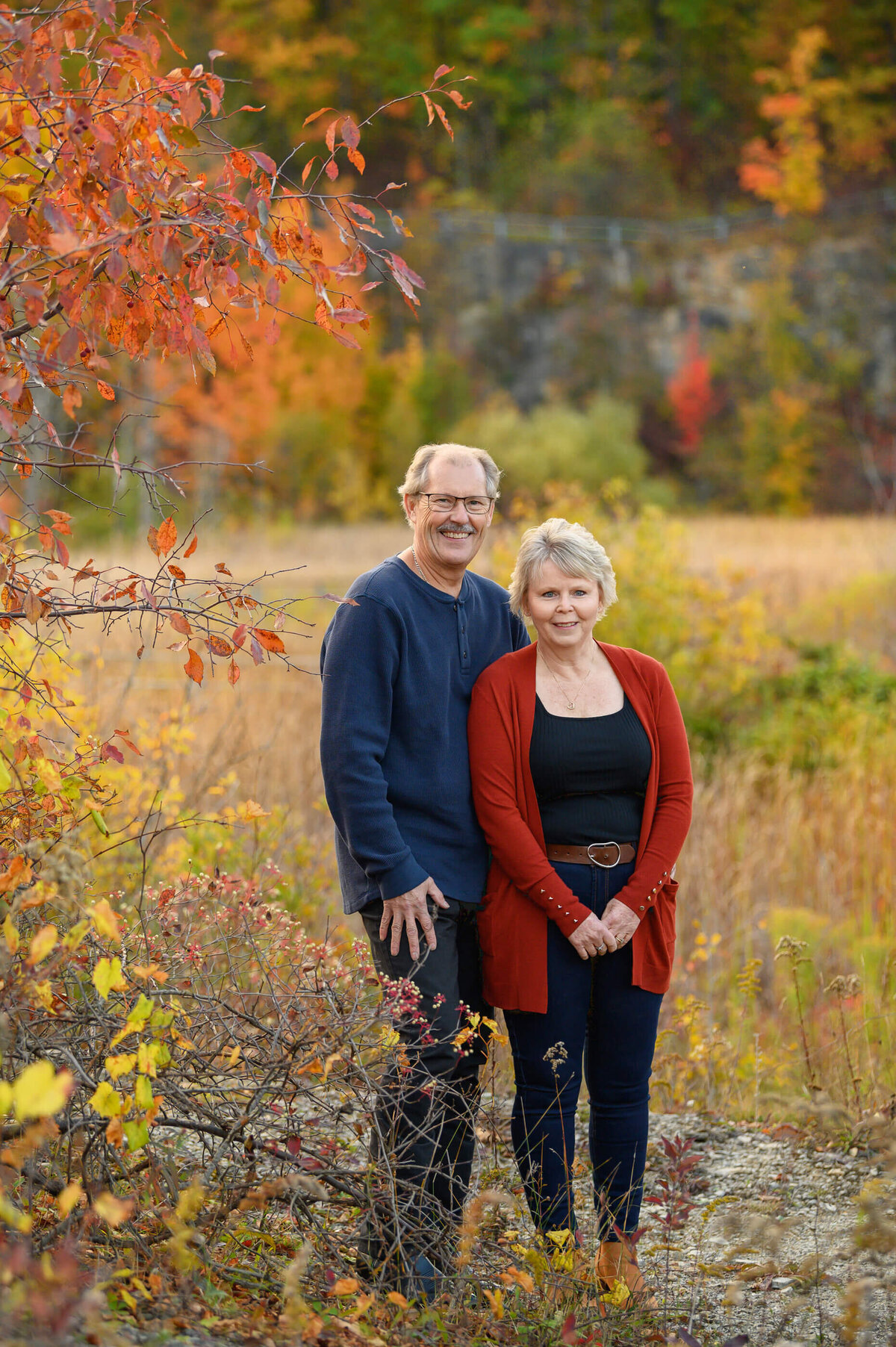 Grandma and grandpa for their extended fall family photos