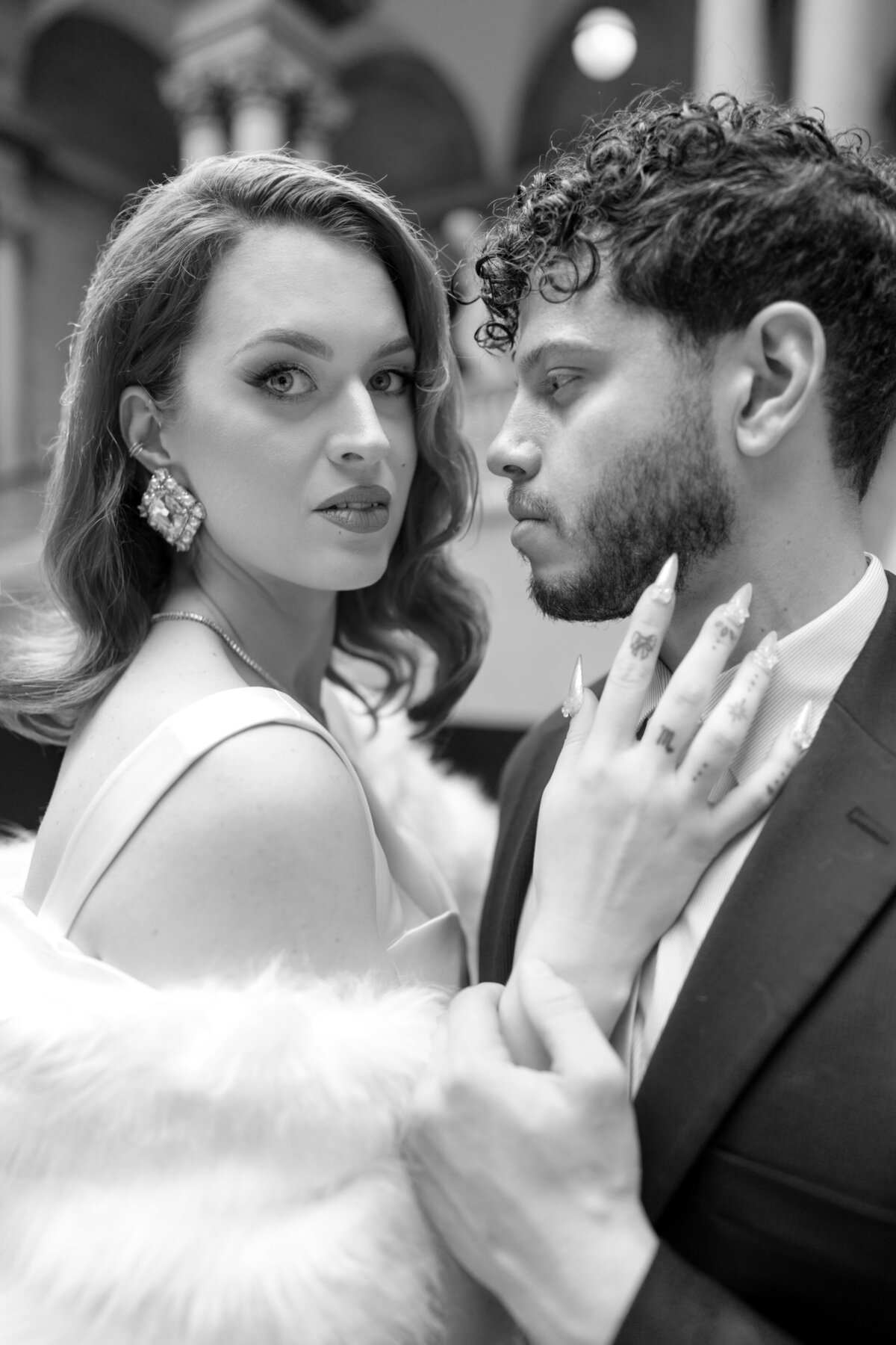 Berlez-Aspen-Avenue-Chicago-Wedding-Photographer-Glam-Atelier-Clair-De-Lune-Vintage-Bob-Mackie-Sheer-Beaded-Gown-Luxury-Engagement-Art-Institute-of-Chicago-South-Garden-74