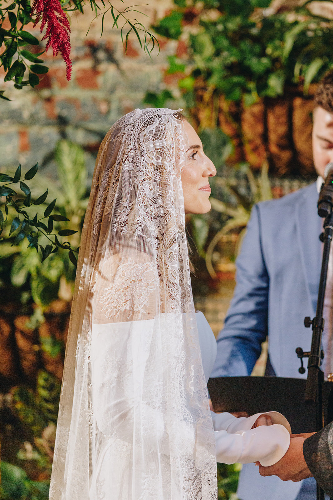 beautiful close up of bride with her veil