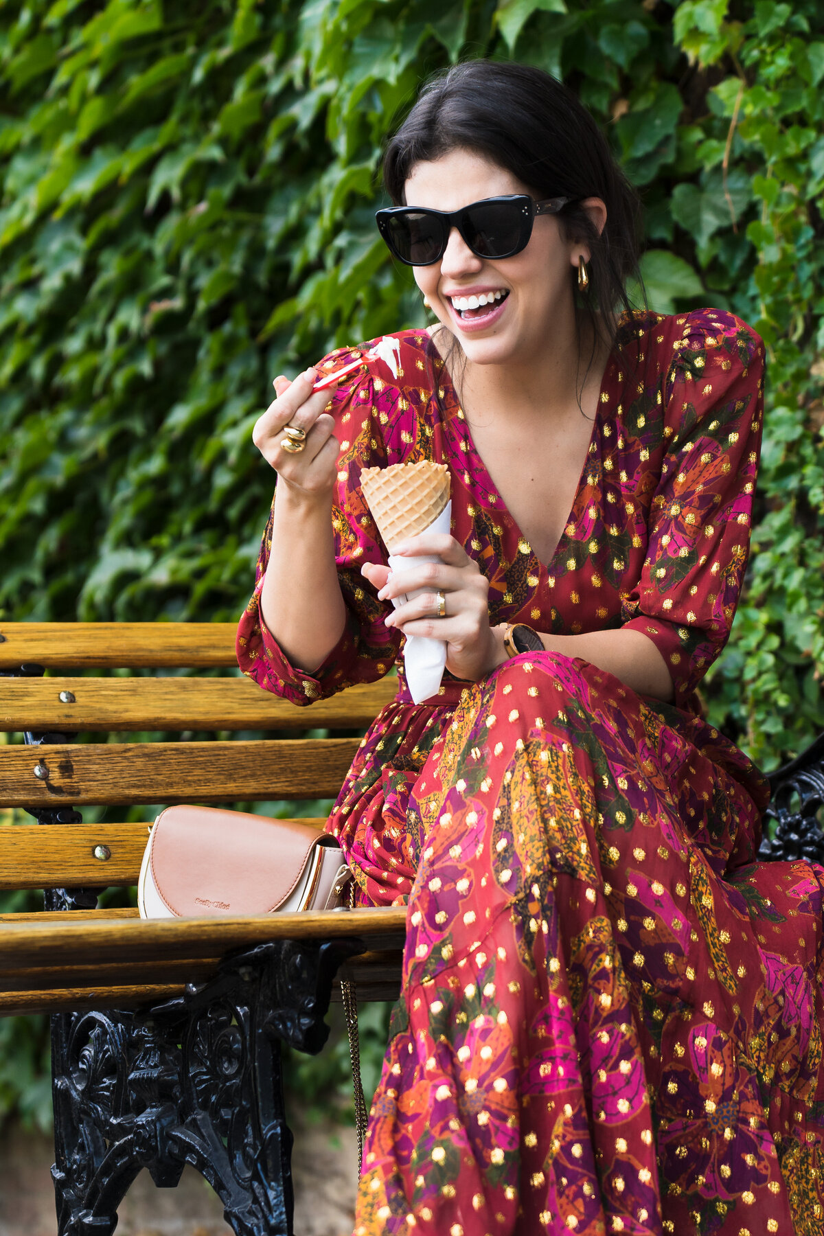tourist guide in Napa Valley having an ice cream