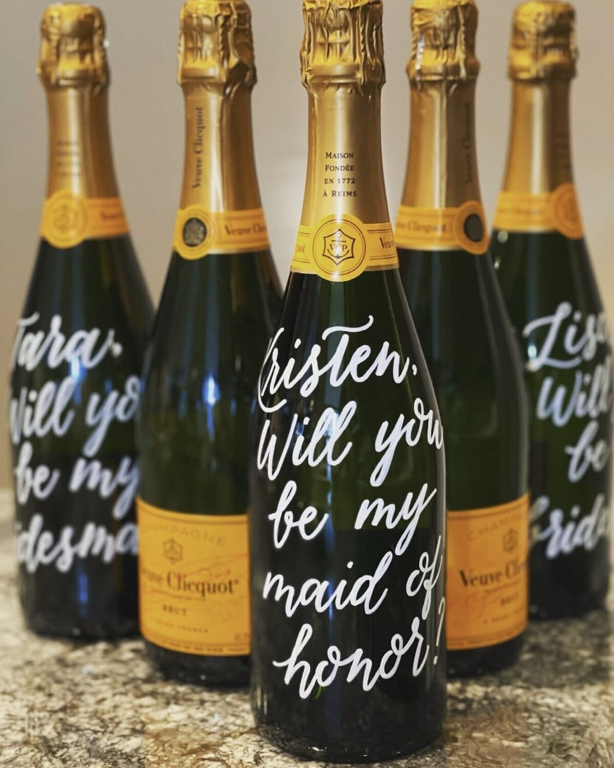 Bottle Painting Bridesmaid Gifts