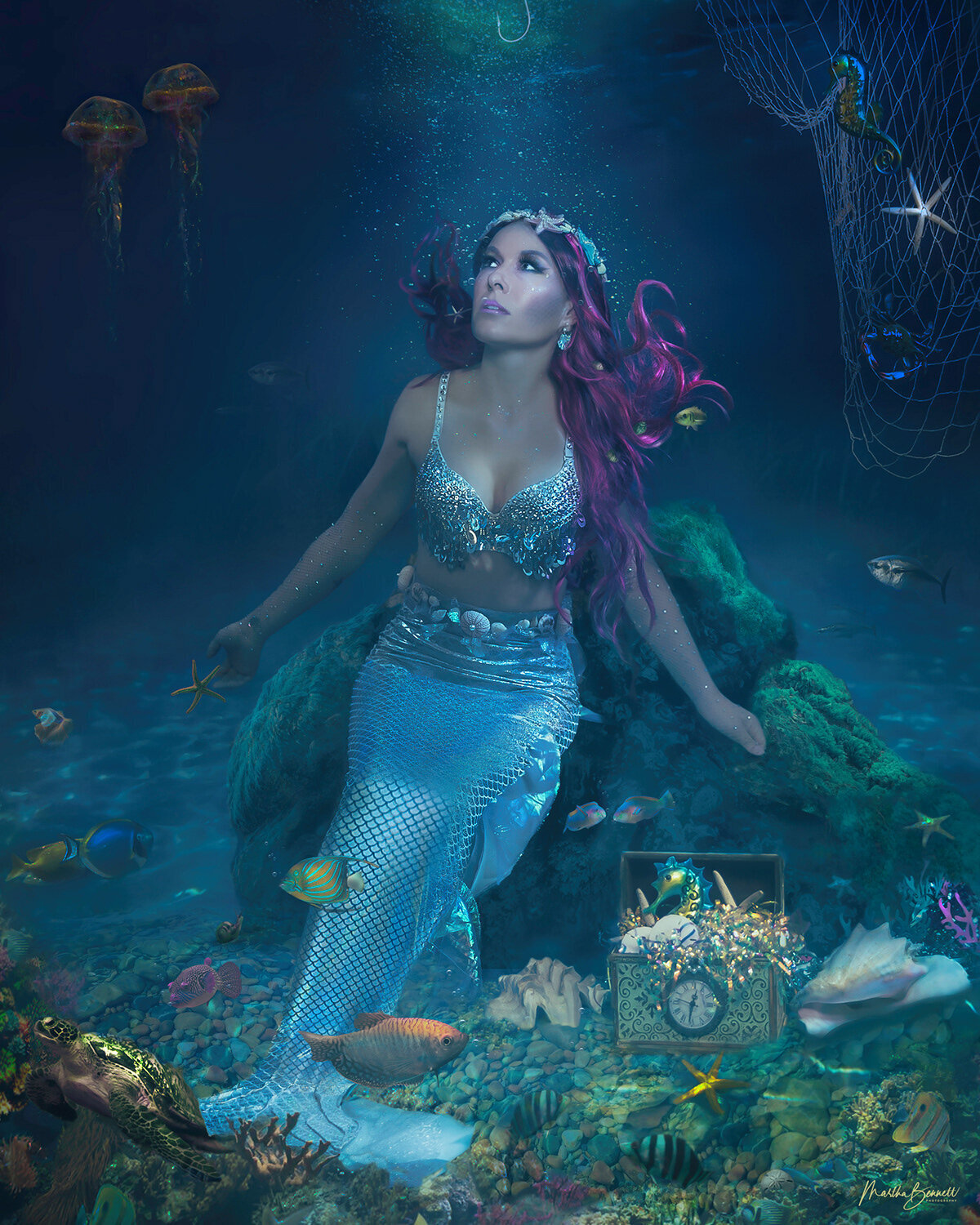KRISTIN E. GOODMAN MERMAID SITTING UNDERWATER