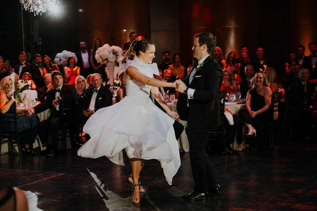 Bride and groom first dance at the Detroit Opera House