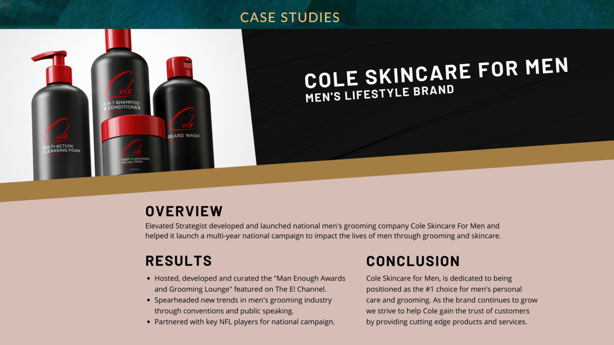 es case study cole skincare for men