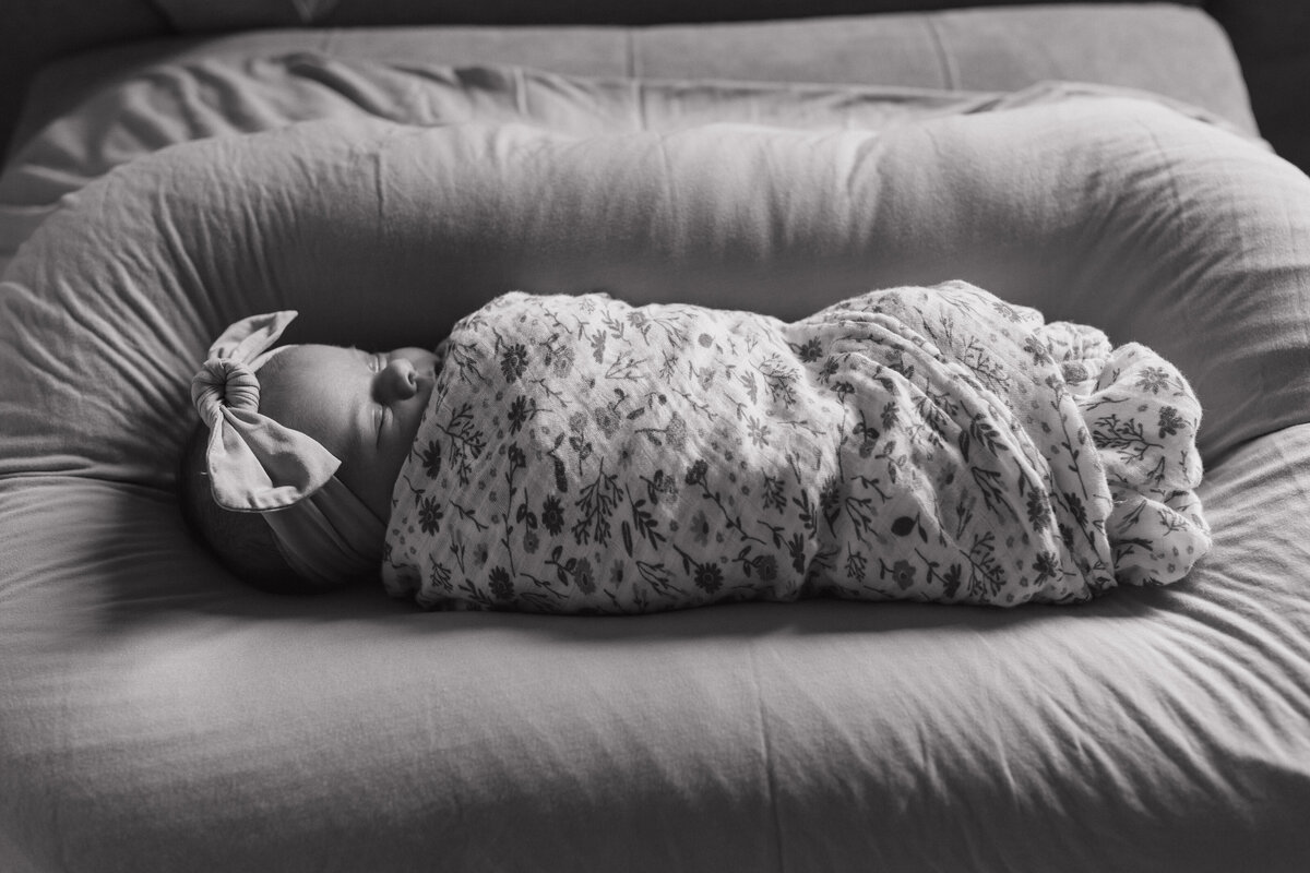 Black and white Indianapolis newborn photography portrait