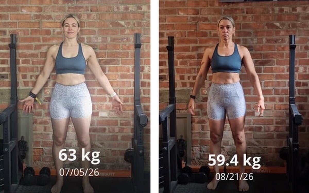Vivienne at 63 kg and at 59.4 kg seven weeks later