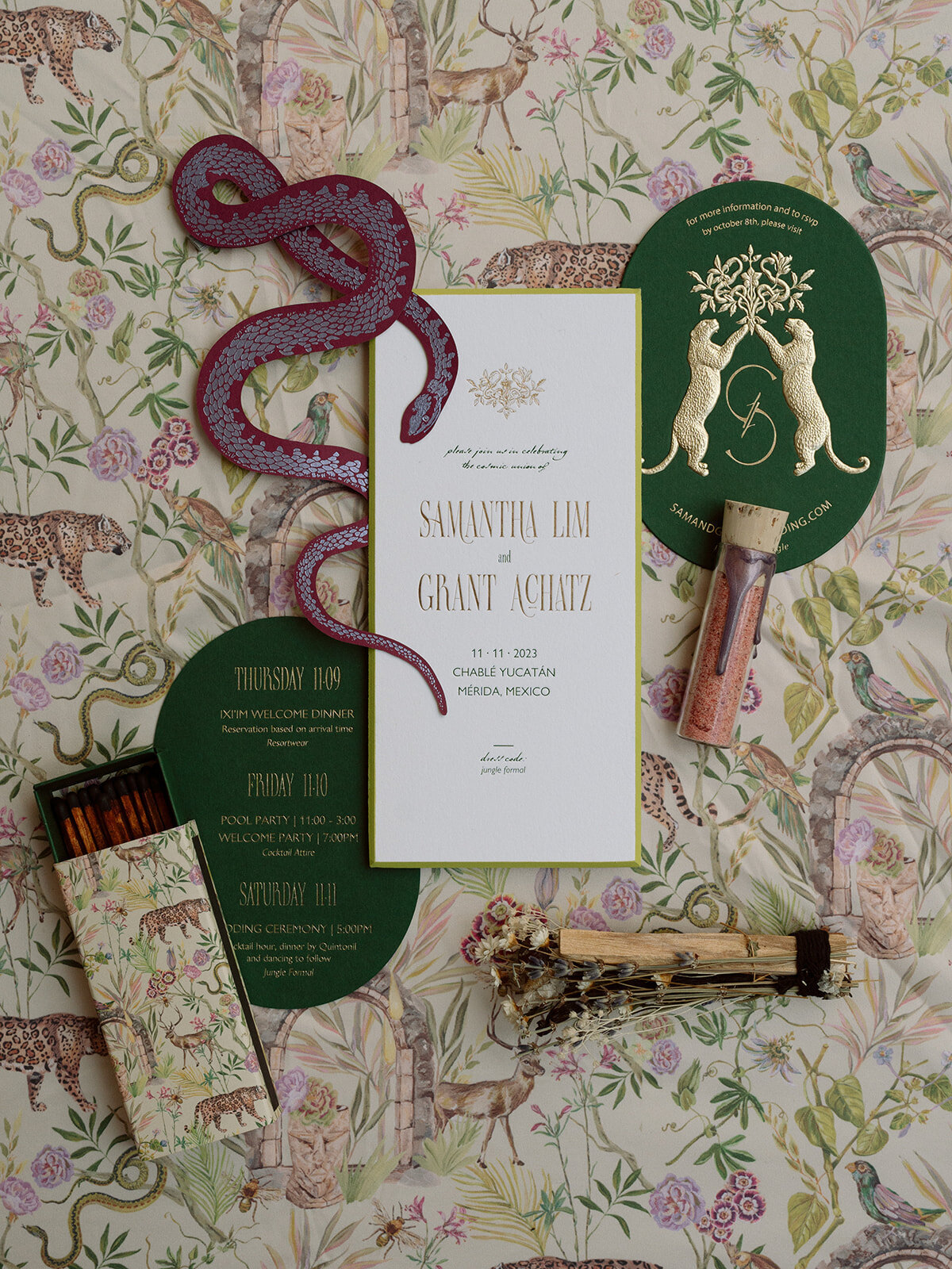 jungle formal wedding invitation