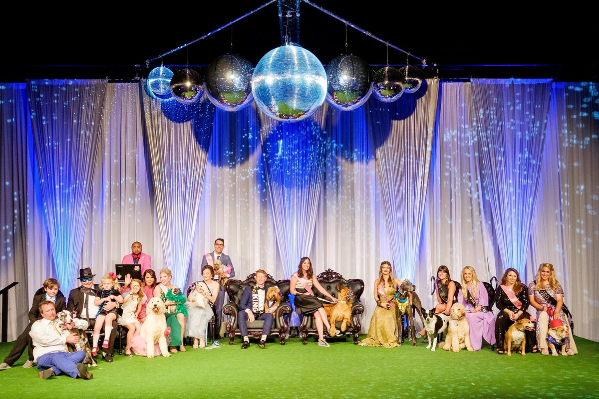sequin stage drape for non-profit gala