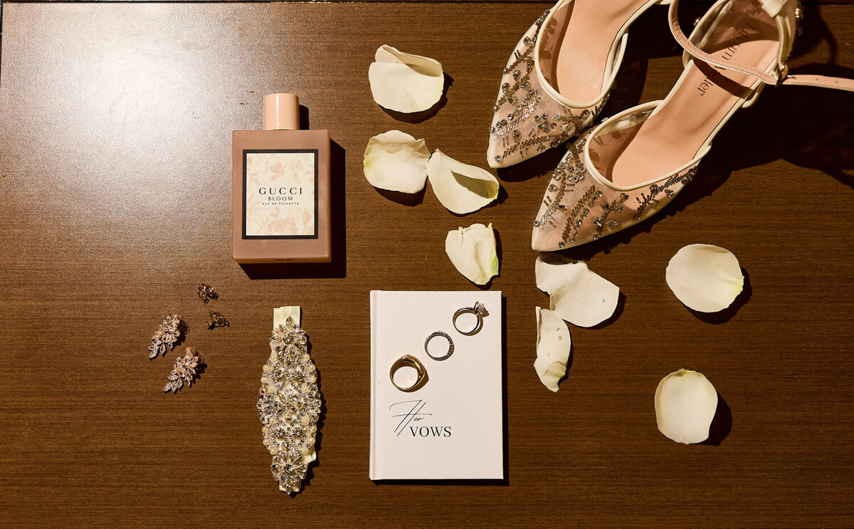 Flat lay of wedding details
