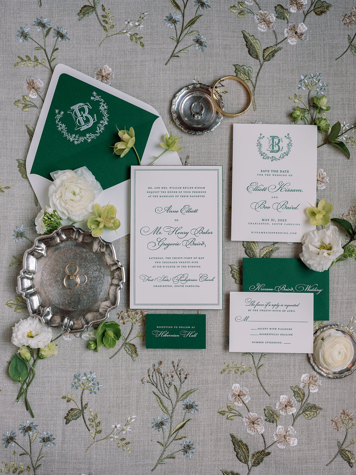 Classic Charleston Wedding with green & white at Hibernian Hall by Sarah Bradshaw 0128