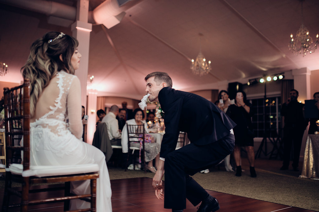 Wedding Photograph Of Groom Standing Up In Front Of Bride Los Angeles