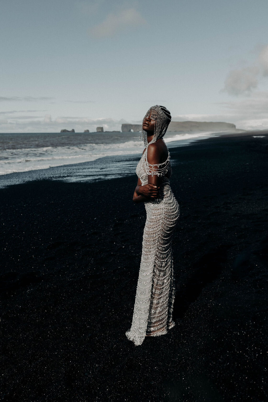 black sand beach editorial jeweled bride