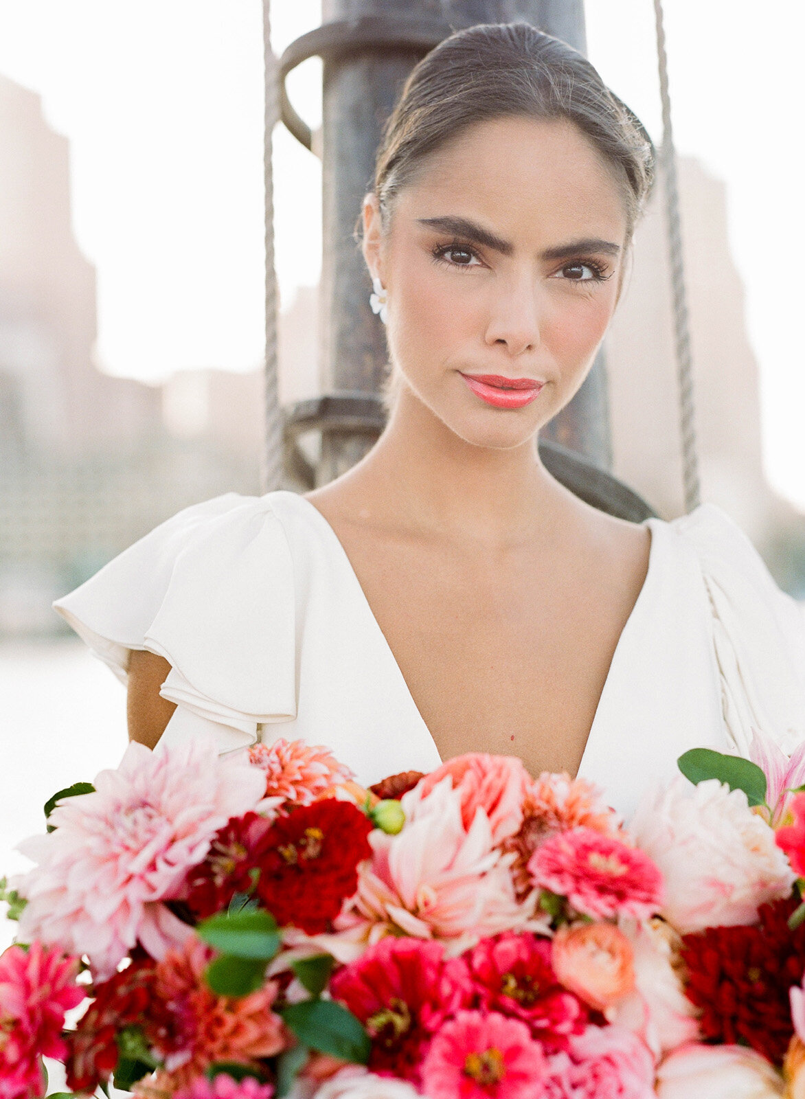 Kate-Murtaugh-Events-elopement-wedding-planner-Boston-Harbor-sailing-sail-boat-yacht-greenery-floral-beautiful-bride