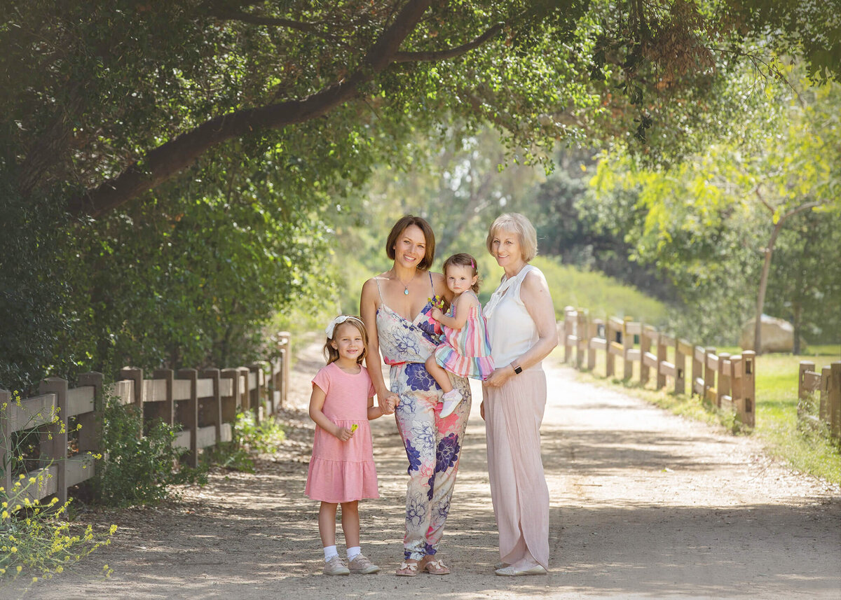 Mom, grandma and two daughters photographed in Griffith Park by Los Angeles Photographer