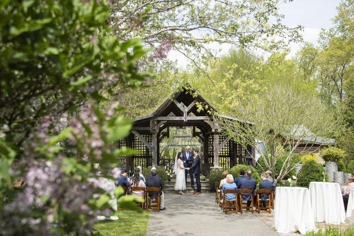 Wedding ceremony at NC Arboretum wedding