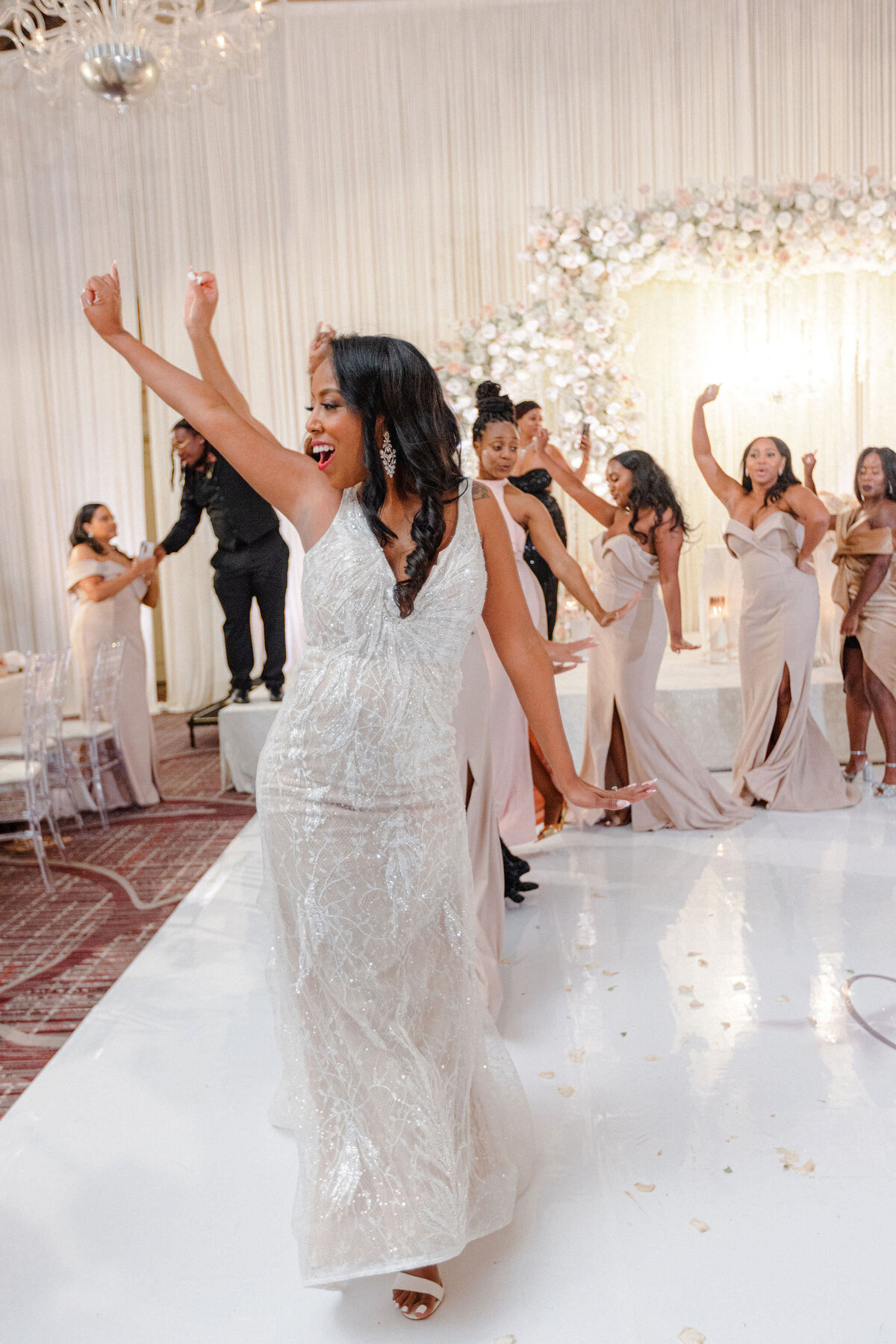 Keshonna and Obie’s wedding reception in Northwest Indiana, showcasing elegant decor and seamless coordination by SouthWind Events.