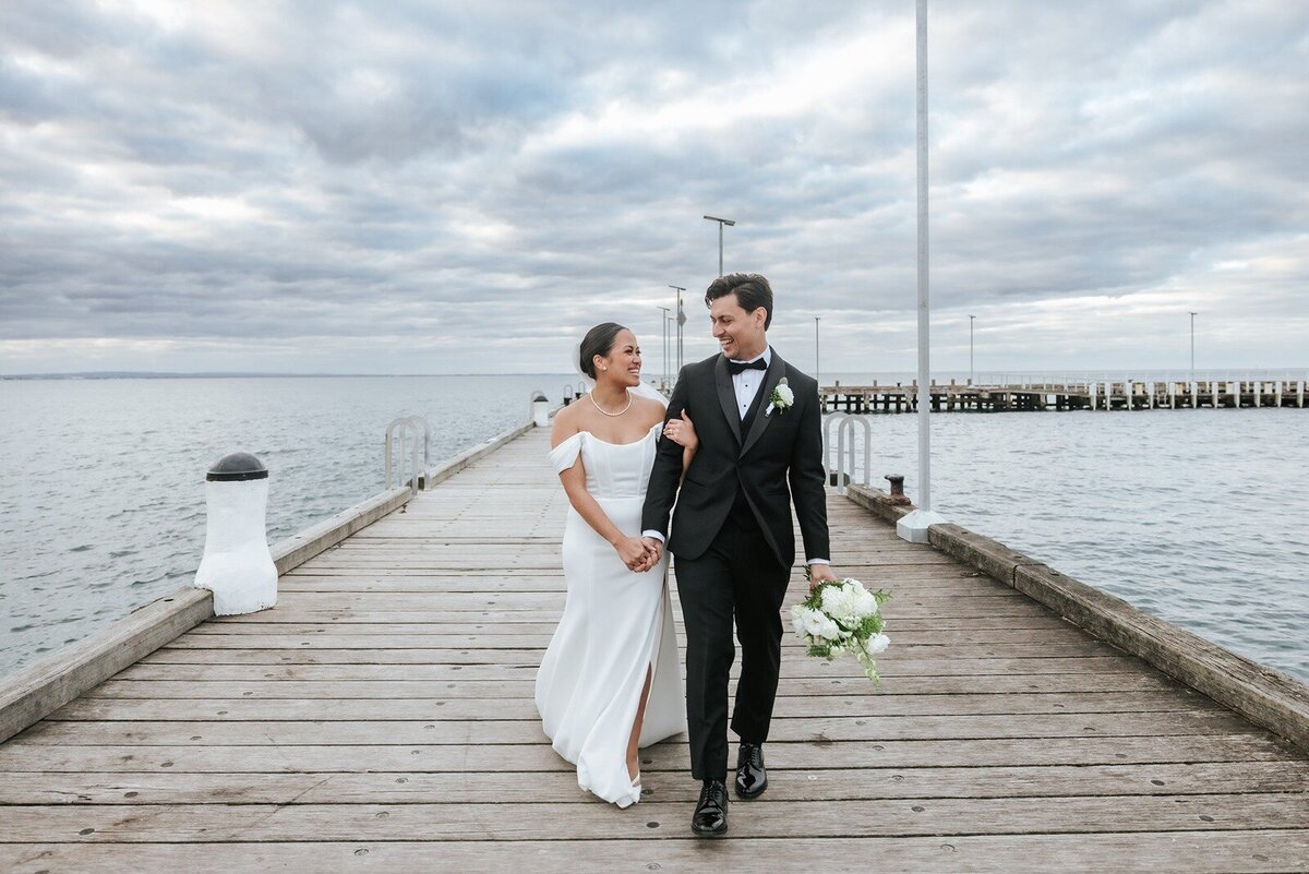 Couple eloping in Victoria at Portsea Hotel on the pier