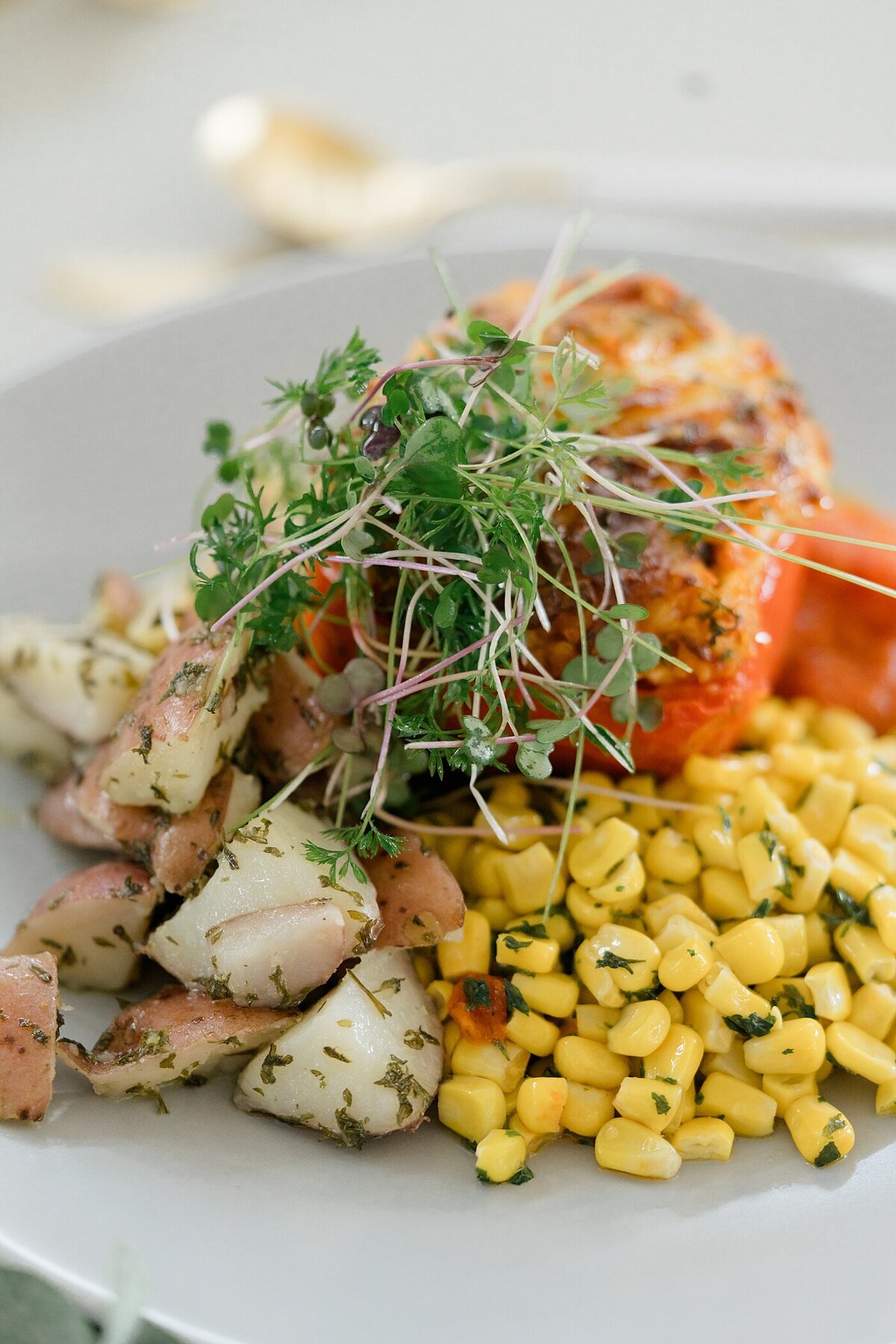Columbus photographer captures catering brand photos with a plate of food  styled for a catering event