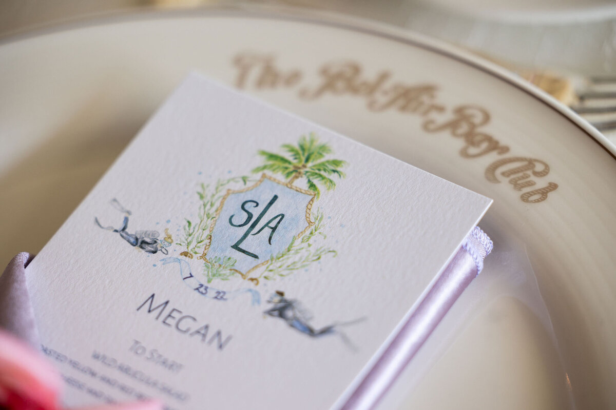 Menu and name of the wedding venue