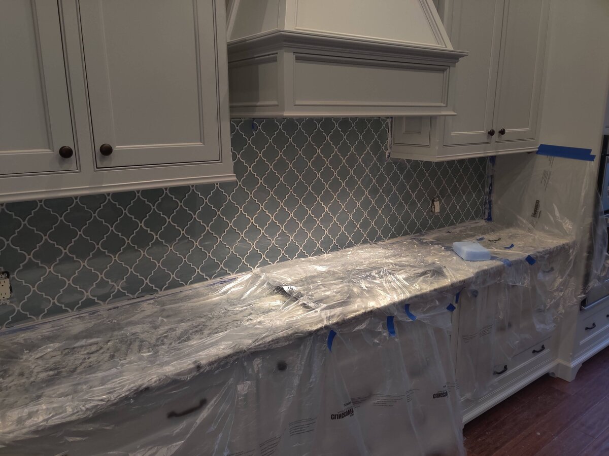 finished tile work in kitchen
