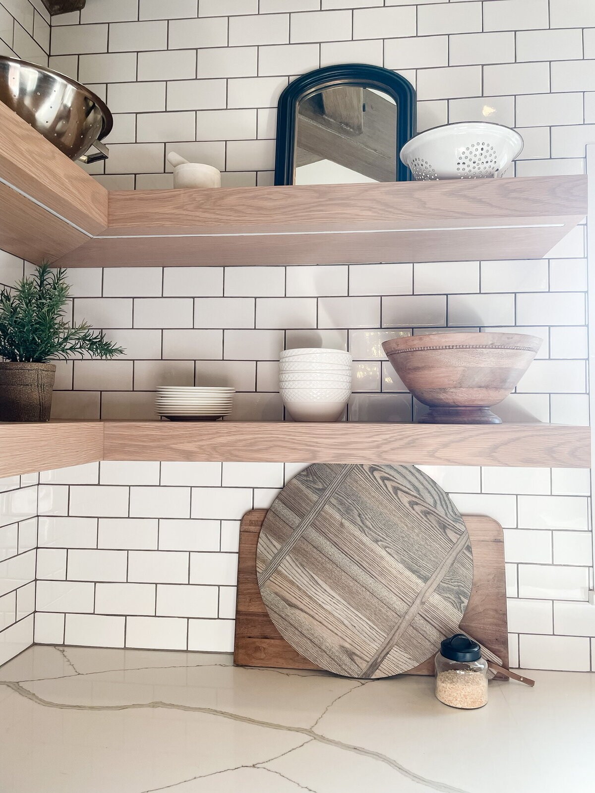 open kitchen shelving