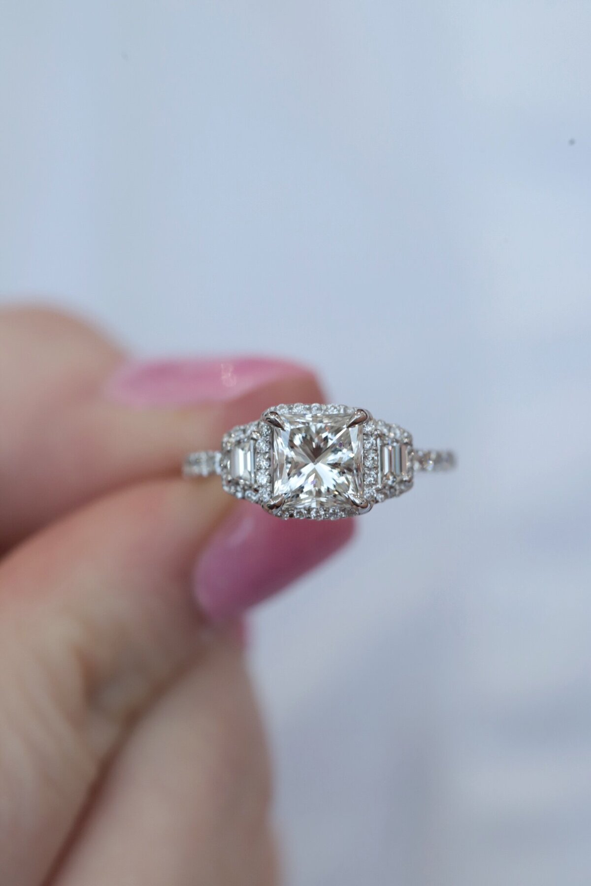 three stone princess cut engagement ring dallas