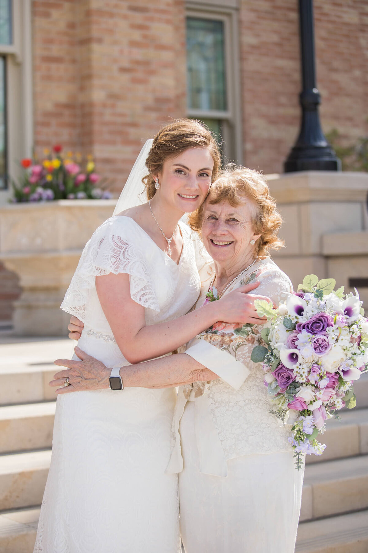 bride hugging her grandma