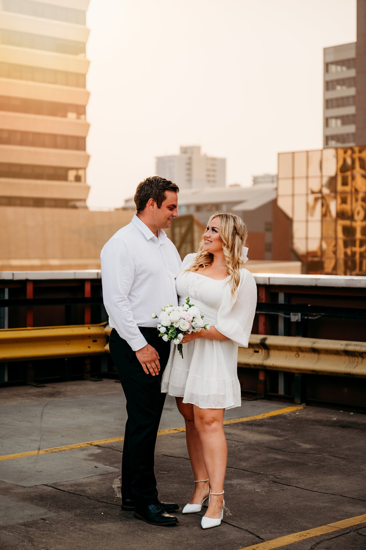 engagement photography session, couple looking into each others eyes