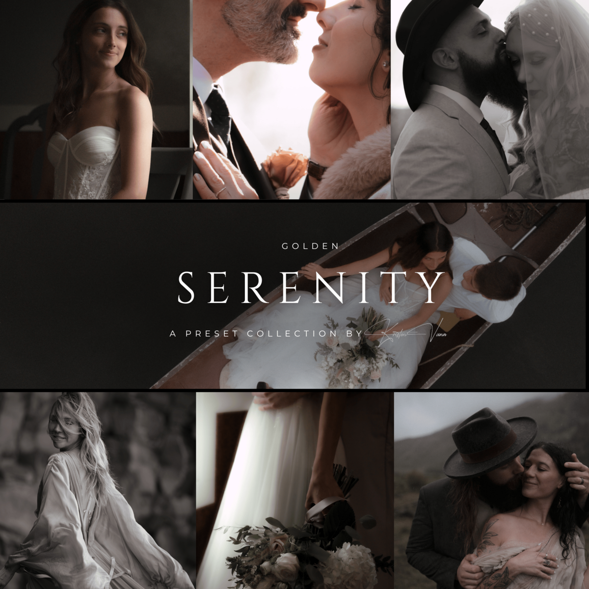 Lightroom preset bundle preview from Golden Serenity collection by Kristen Vann