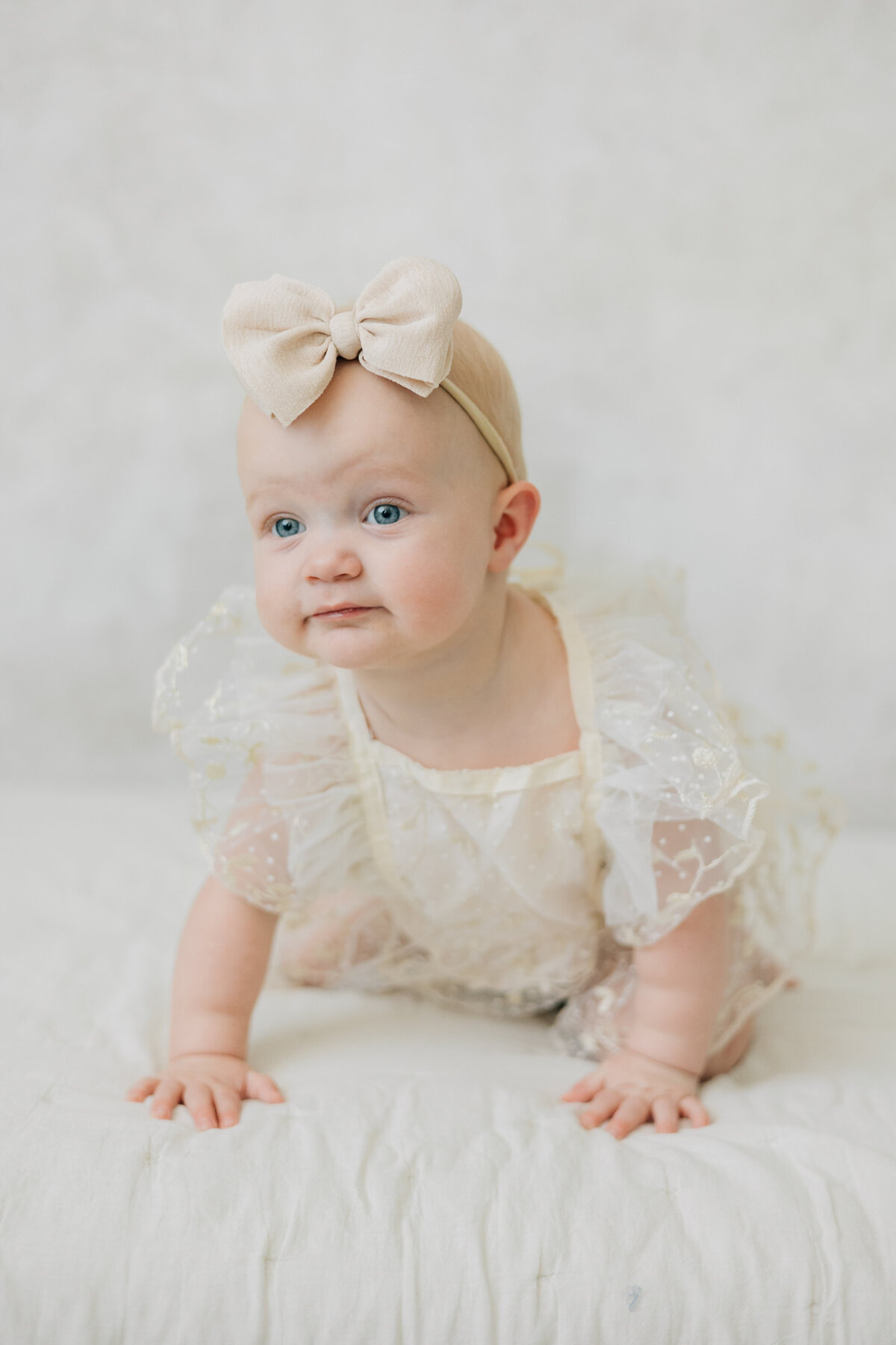 One year old daughter portrait in studio located in Lewisville, TX