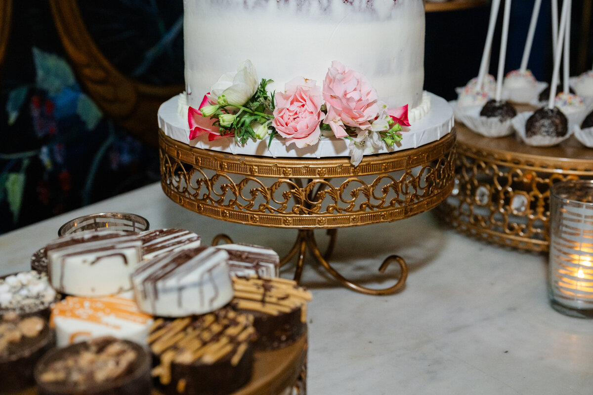 details cake and dessert table ballroom wedding