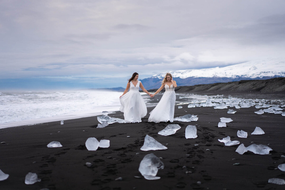 Iceland-Diamond-Beach-two-brides-same-sex-marriage