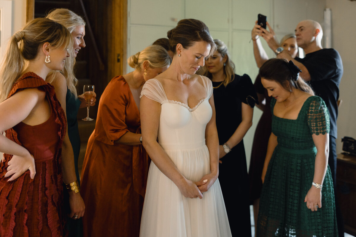 Bridal prep before Wiltshire church wedding
