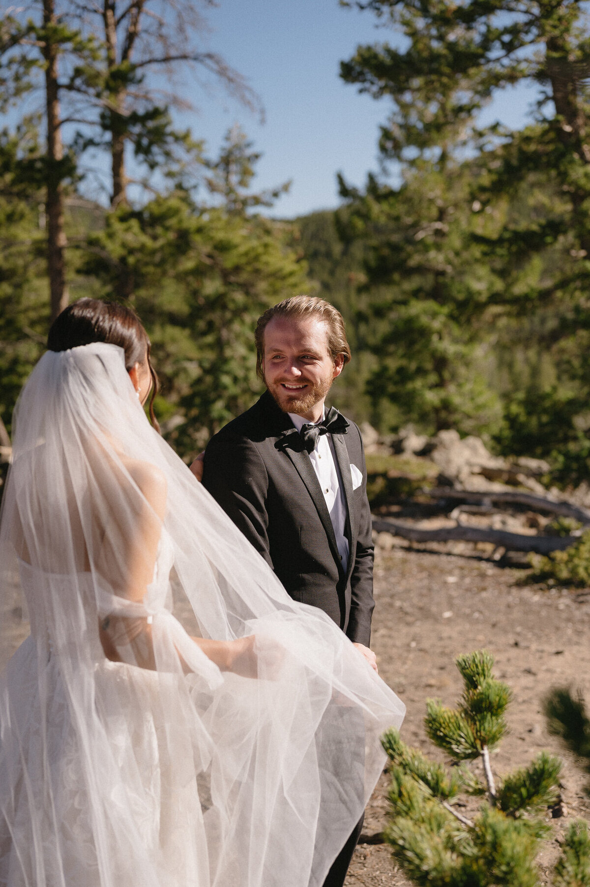First look North Star Gatherings Colorado Wedding Venue
