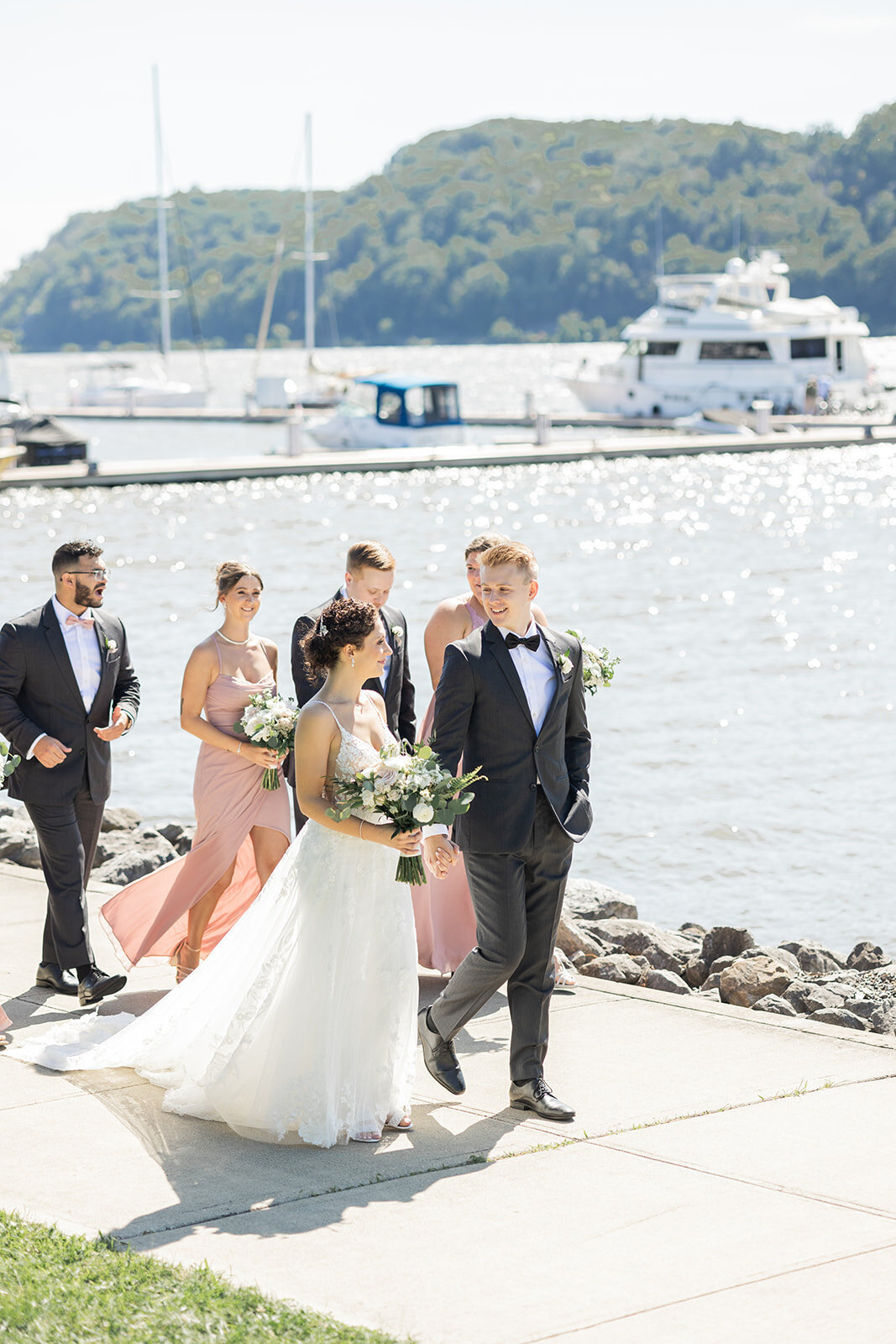 bridal party along with couple during group portraits