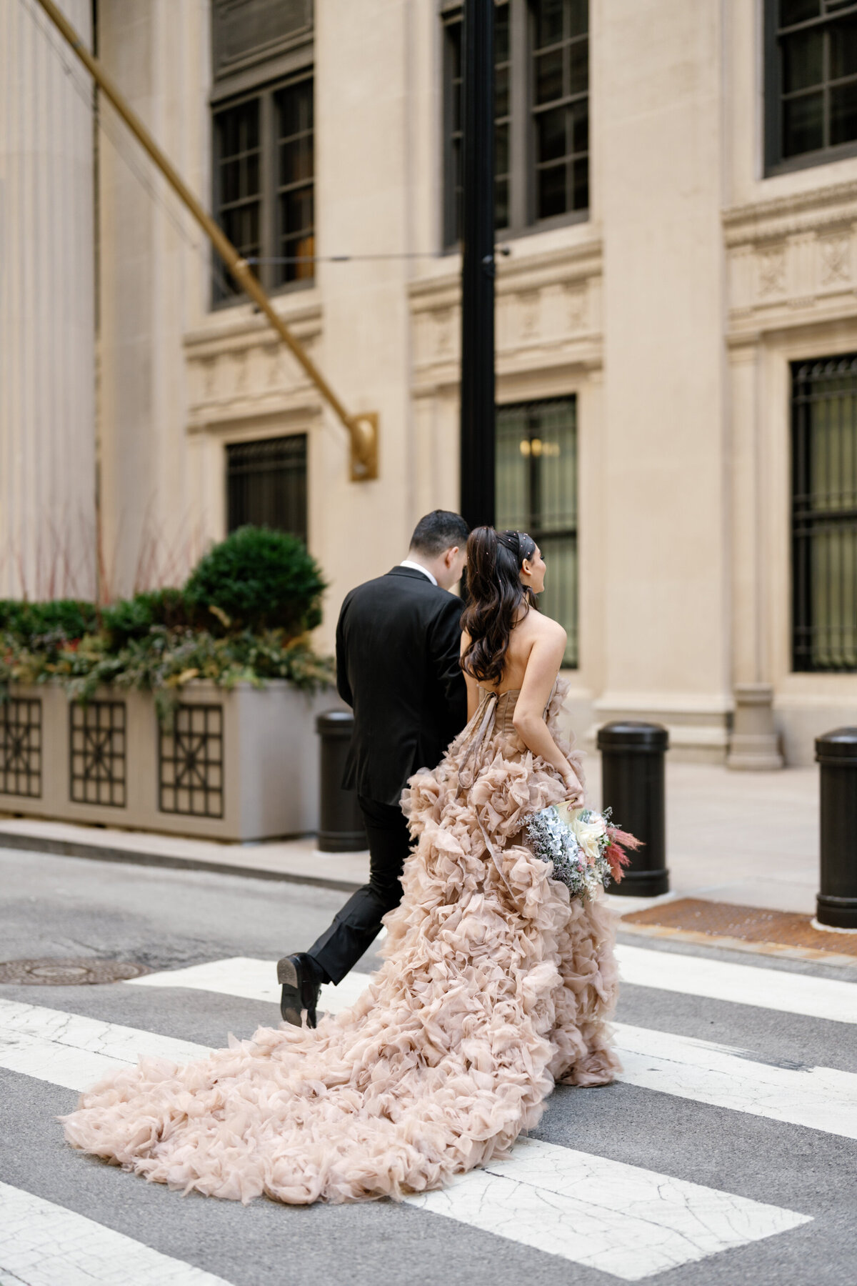 Aspen-Avenue-Chicago-Wedding-Photographer-Rookery-Engagement-Session-Histoircal-Stairs-Moody-Dramatic-Magazine-Unique-Gown-Stemming-From-Love-Emily-Rae-Bridal-Hair-FAV-53