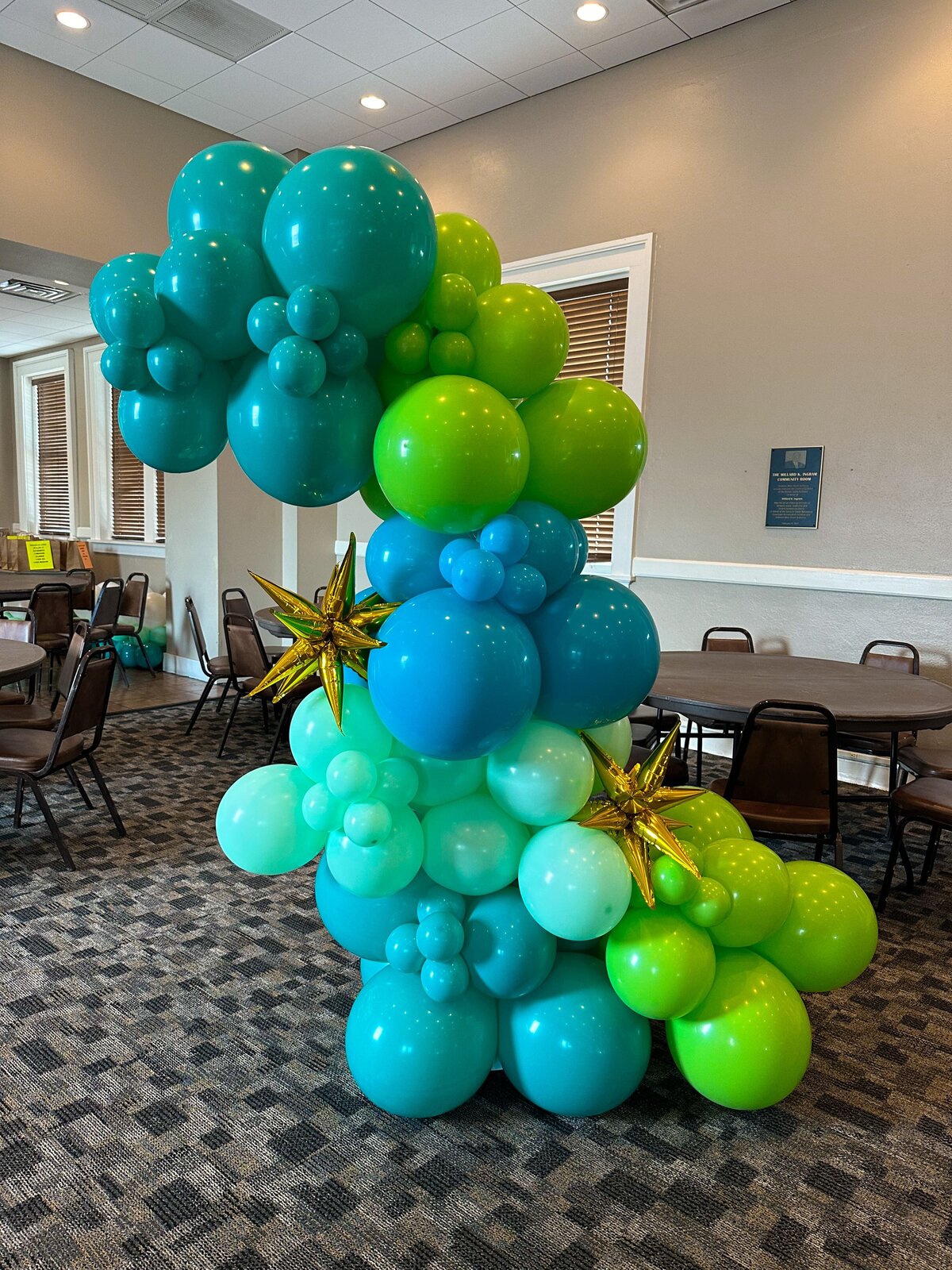 teal and lime green balloons