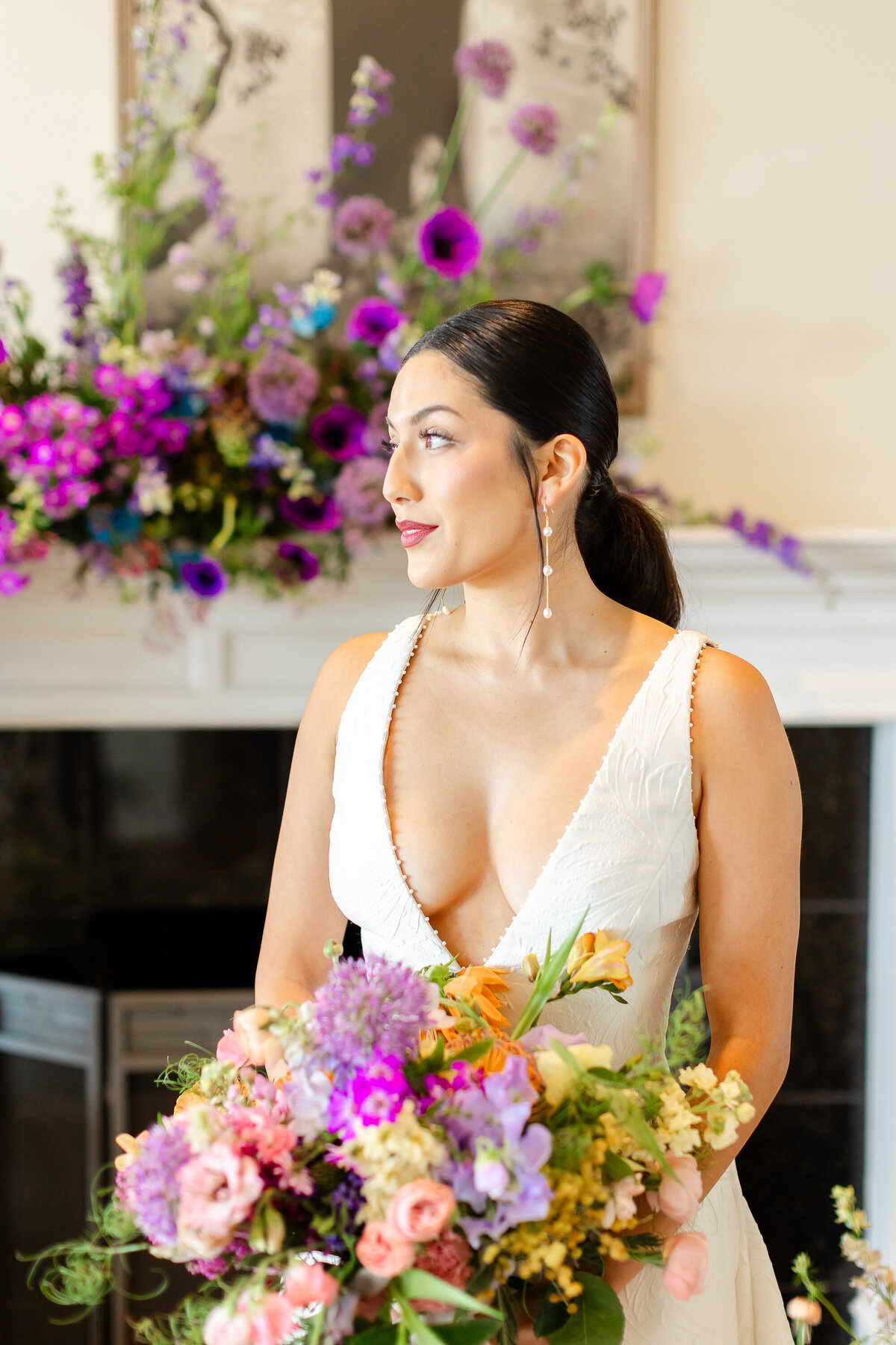 Beautiful lady holding flowers