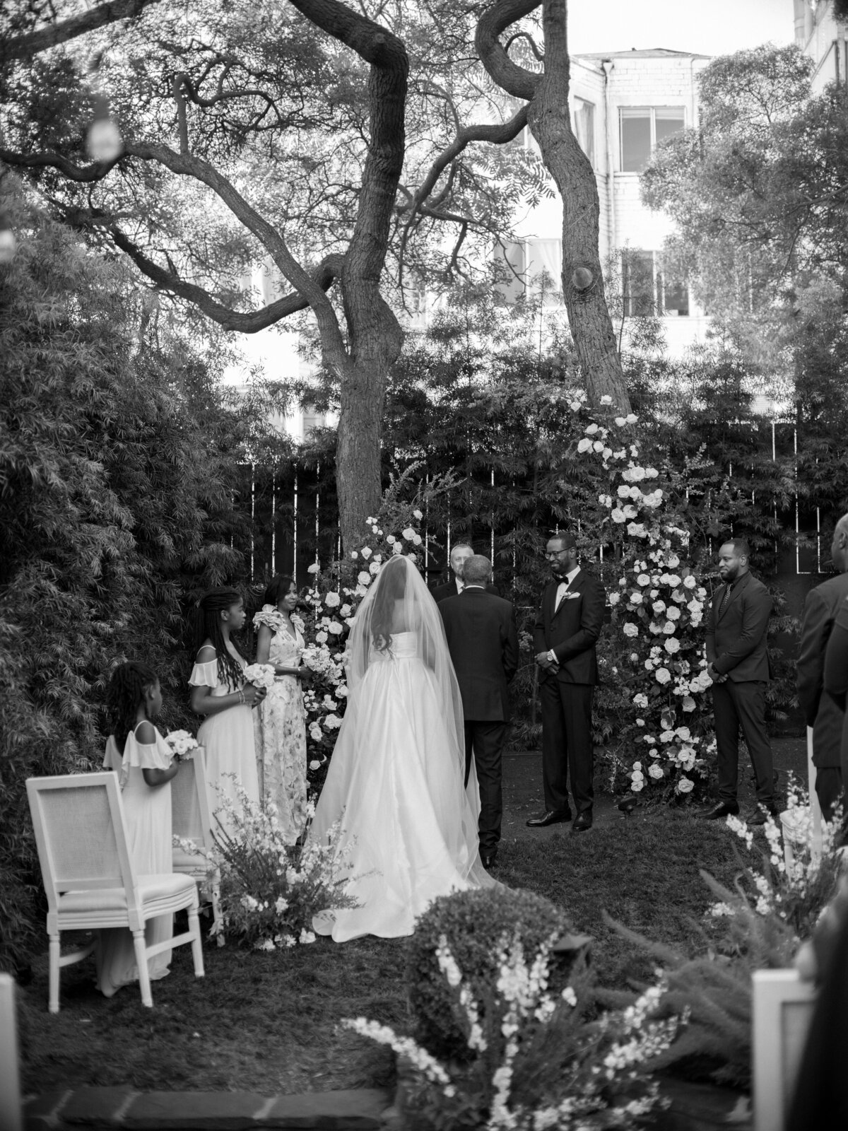 black couple getting married at private  venue with family and friends to witness in northern california backyard wedding ceremony.