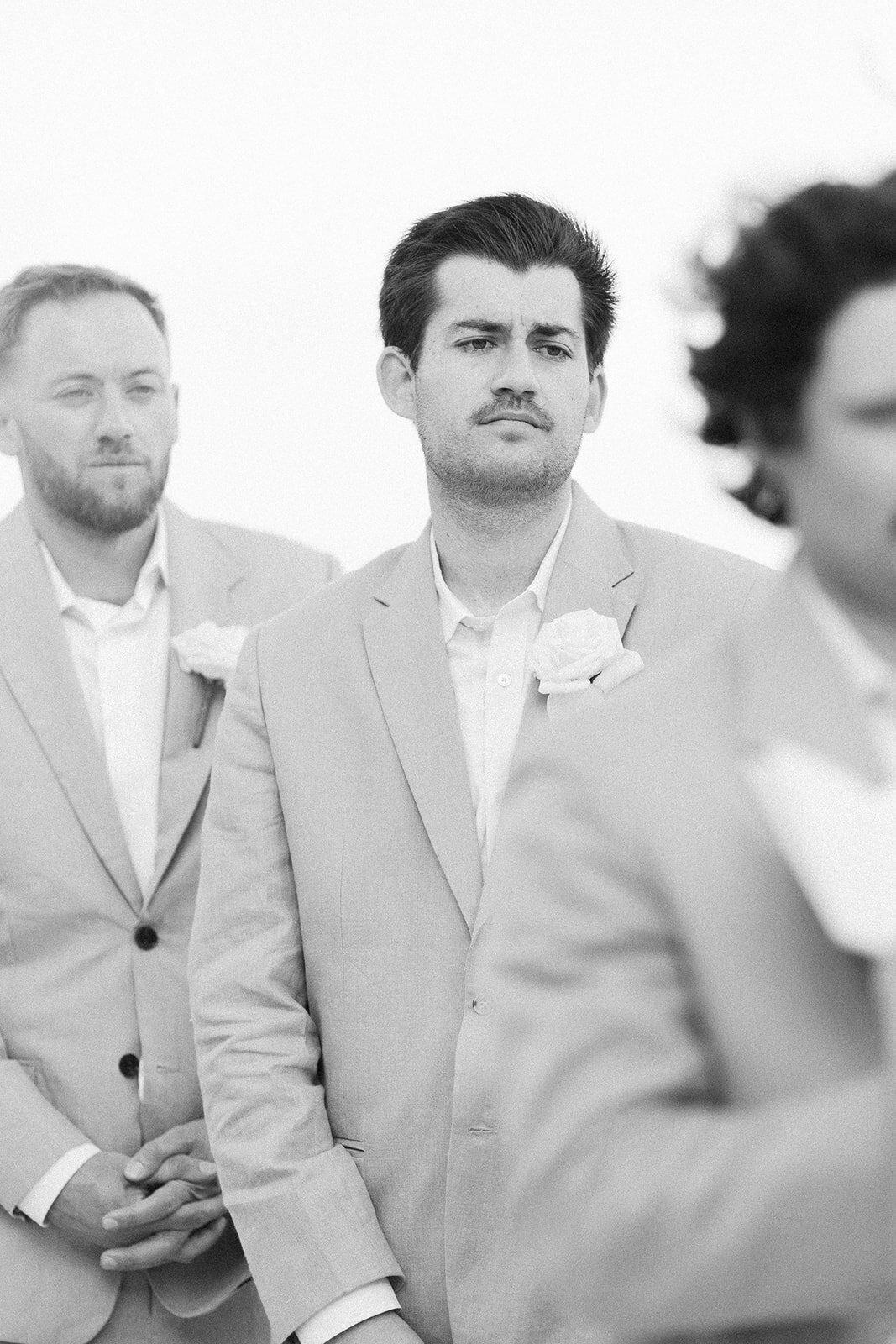 Stephen’s emotional reaction as Brenda walks toward him at their Cheeca Lodge wedding.