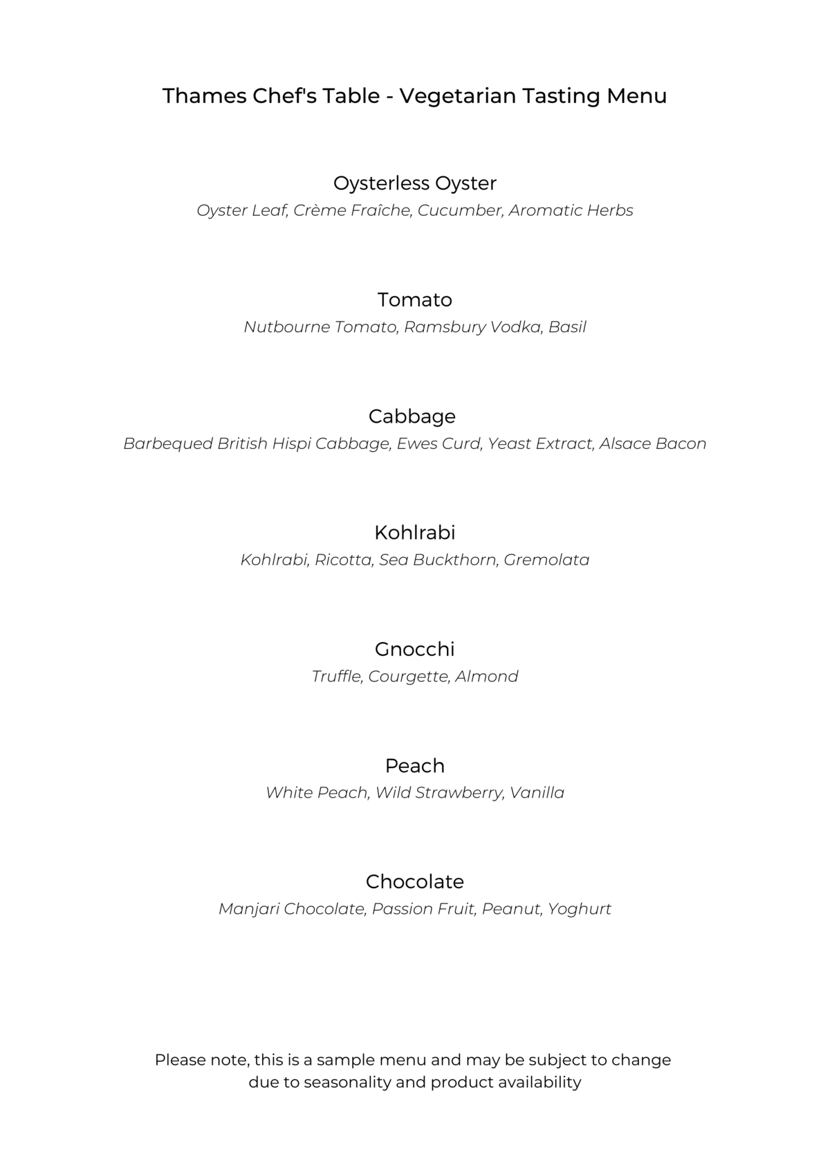 Thames - Tasting Menu (Vegetarian)