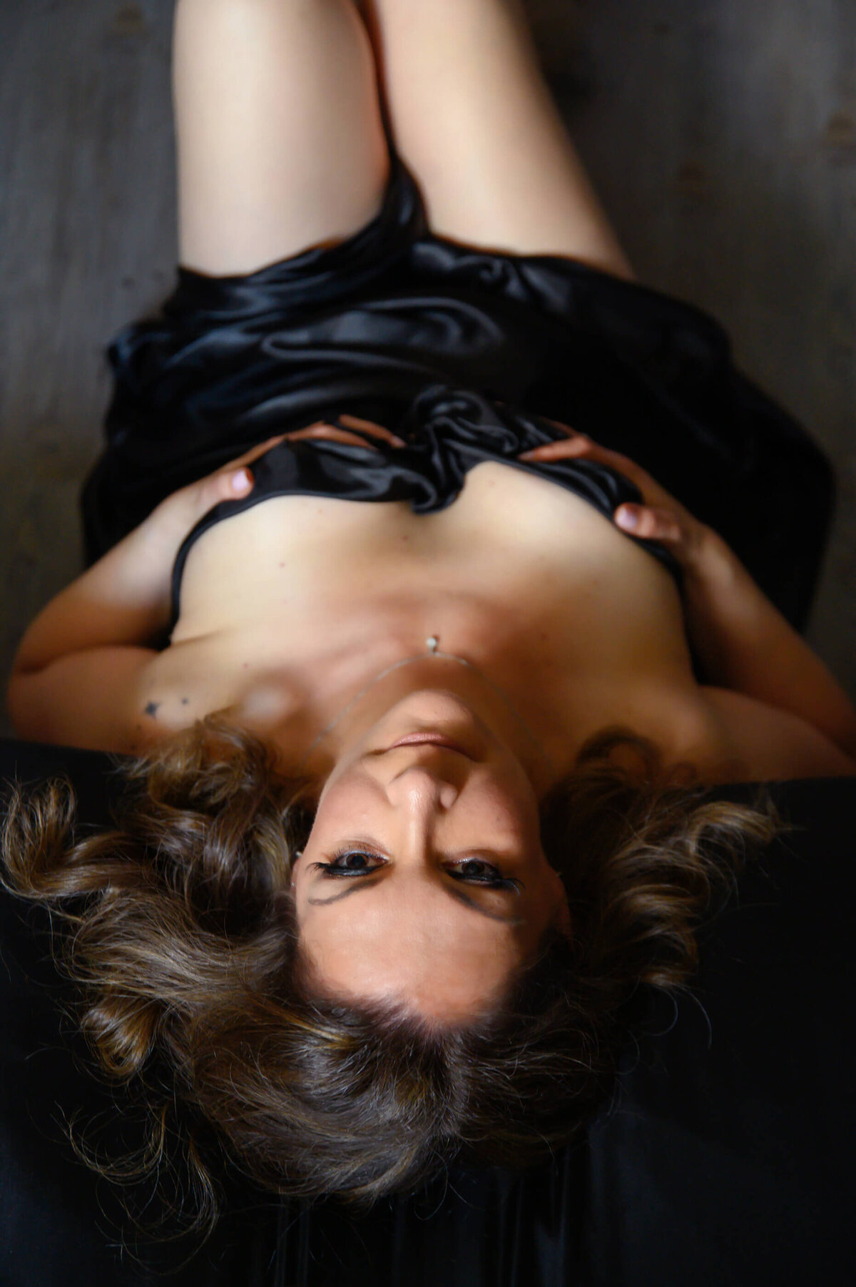 woman sitting on the floor photo taken from above