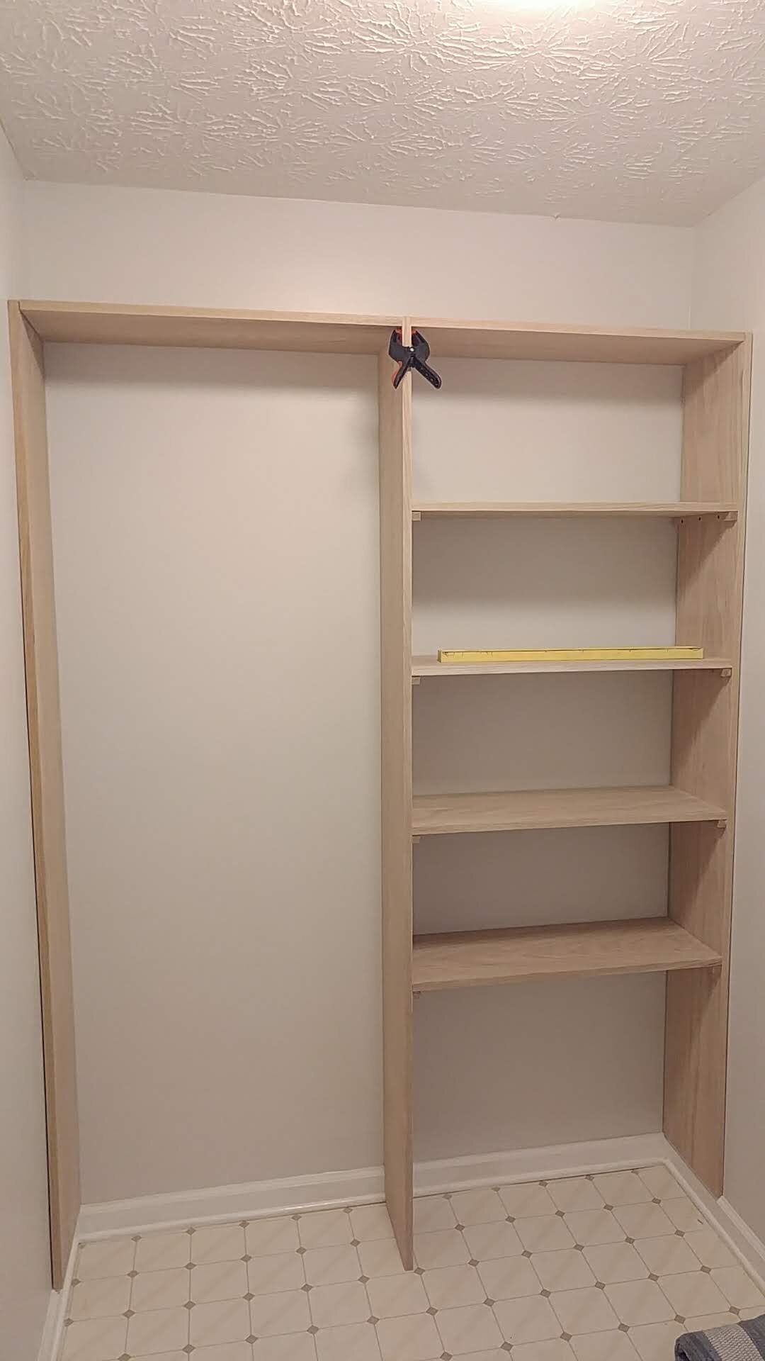 Raw wood open concept shelving