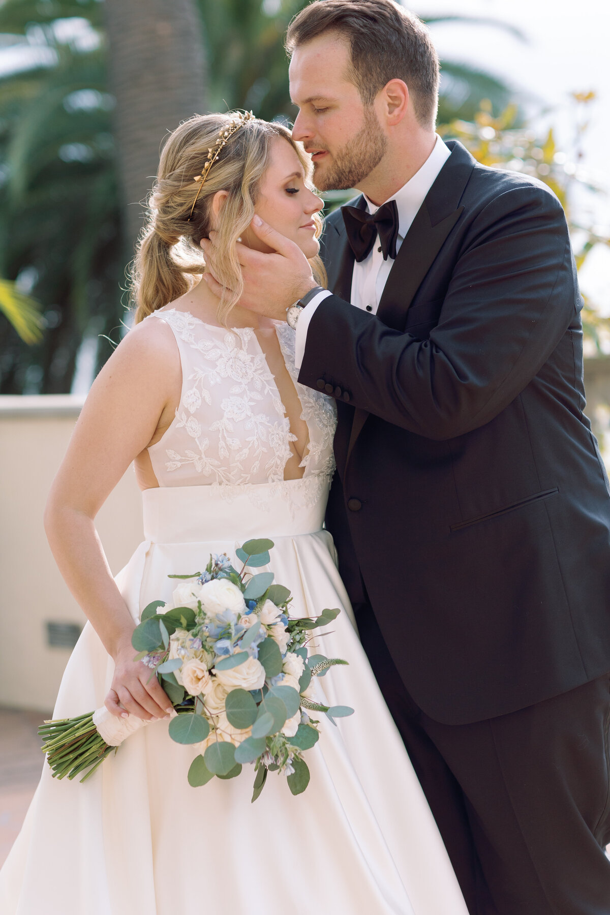 Groom kissing  a bride